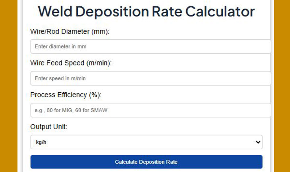 Weld Deposition Rate Calculator