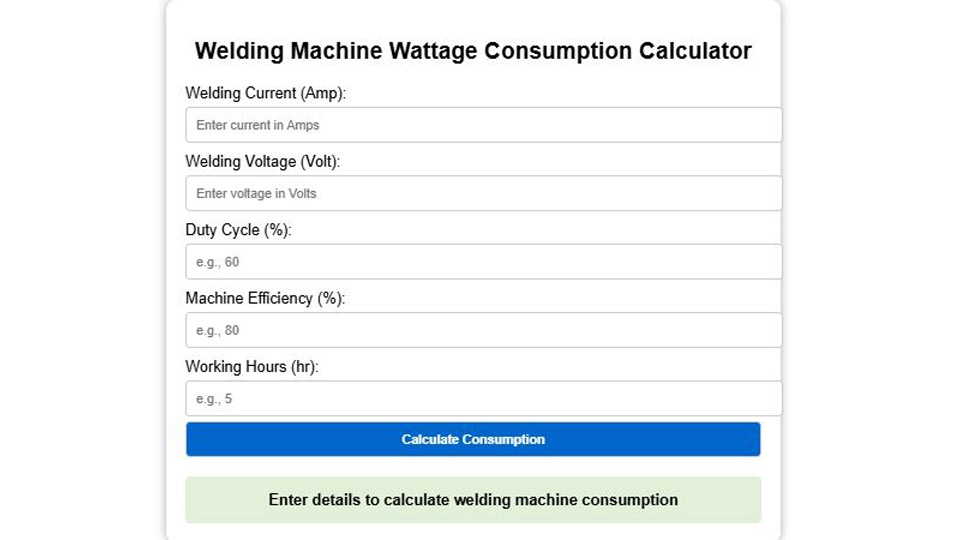 Welding Machine Wattage Consumption